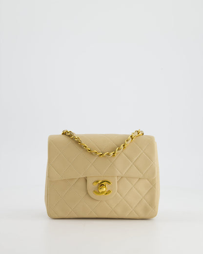 * Chanel Chai   Mini Square Bag in Lambskin Leather with 24K Gold Hardware
