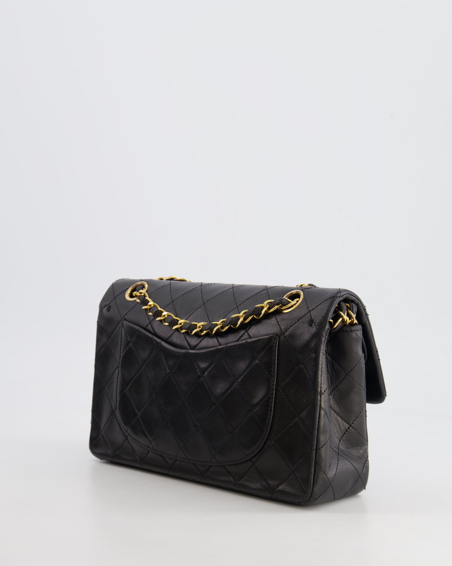 Chanel Black Small   Double Flap Bag in Lambskin Leather with 24K Gold Hardware