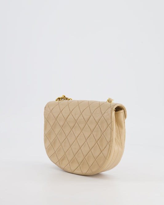 Chanel   Beige Mini Half Moon Bag with 24k Gold Hardware