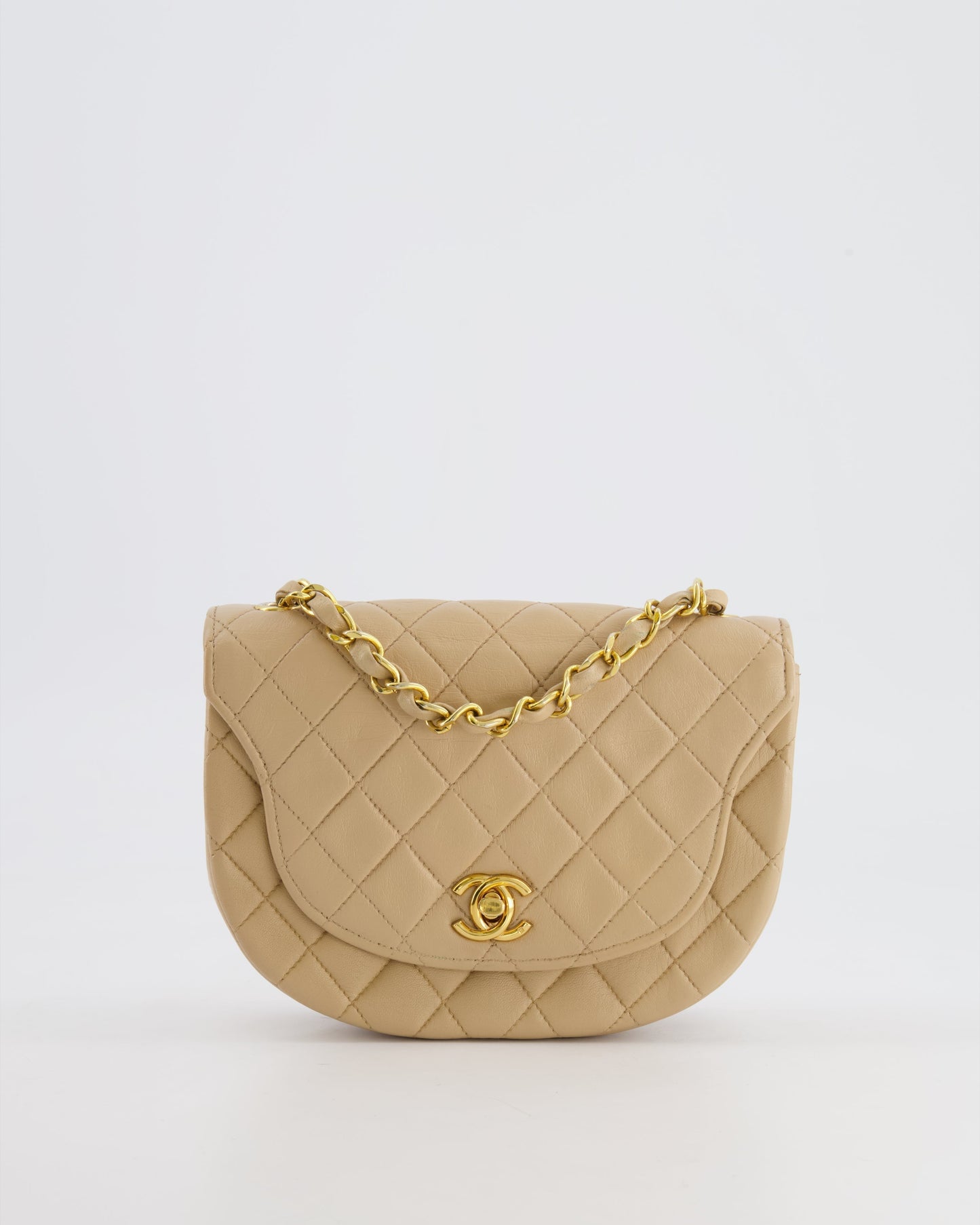 Chanel   Beige Mini Half Moon Bag with 24k Gold Hardware
