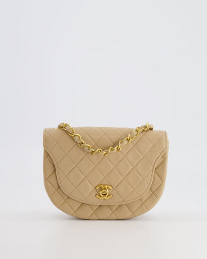 Chanel   Beige Mini Half Moon Bag with 24k Gold Hardware