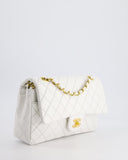 Chanel White   Classic Double Flap Bag in Lambskin Leather with 24K Gold Hardware