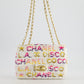 & CURRENT SEASON* Chanel Cruise 2024 White, Yellow, Pink and Blue Sequin Small Flap Bag with Gold Hardware