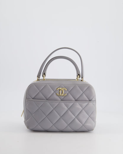 Chanel Dove Grey Trendy Vanity Case Top Handle Bag in Lambskin Leather with Champagne Gold Hardware