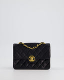 Chanel   Black Mini Rectagular Single Flap Bag in Lambskin Leather and 24K Gold Hardware