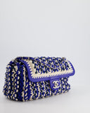 Chanel Navy, Blue and Cream Crochet Flap Bag with Silver Hardware