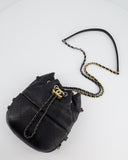 Chanel Black Mini Bucket Bag in Aged Calfskin Leather with Mixed Hardware