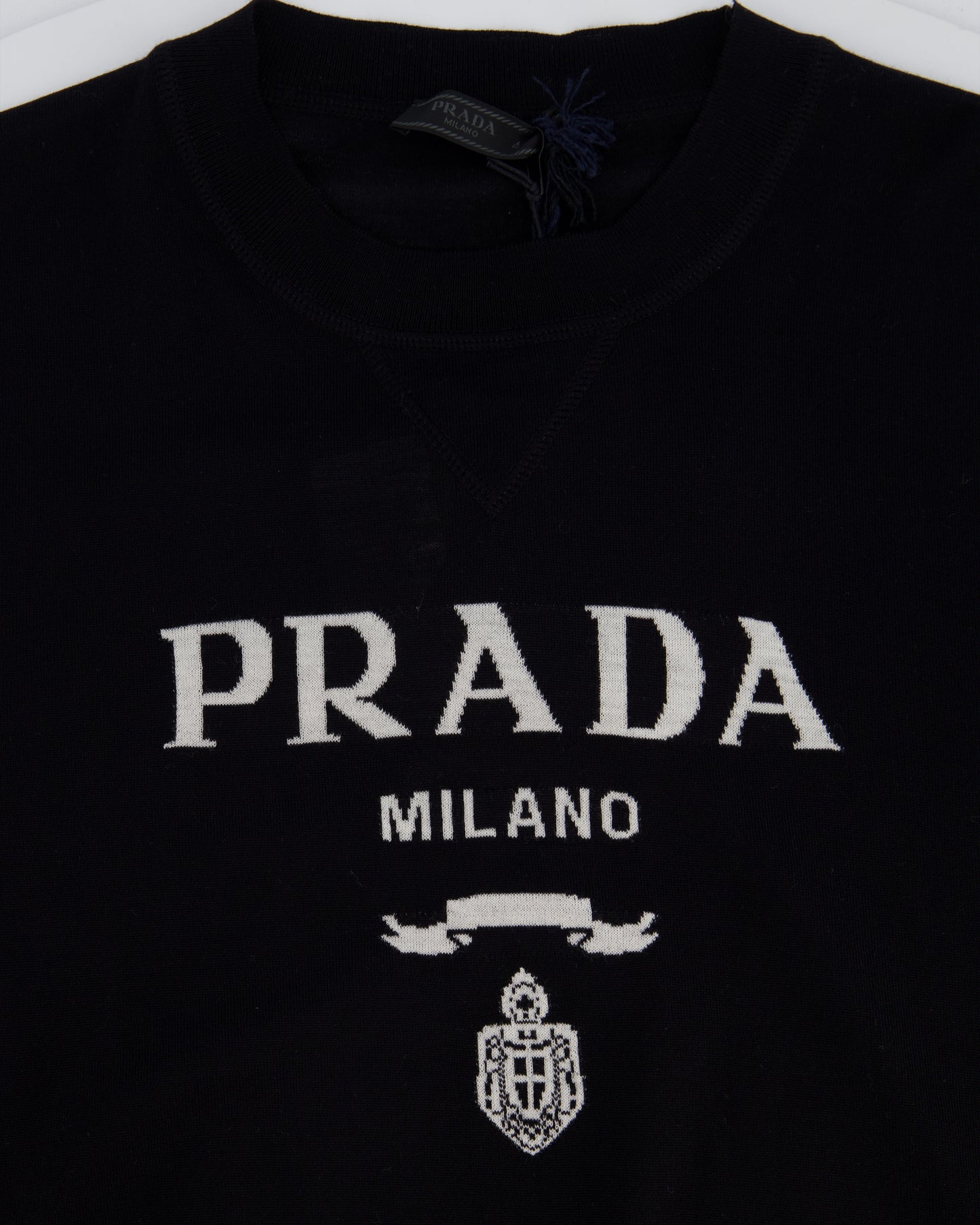 Prada Black Menswear Wool Top with Logo Detail IT 46 (UK 36)