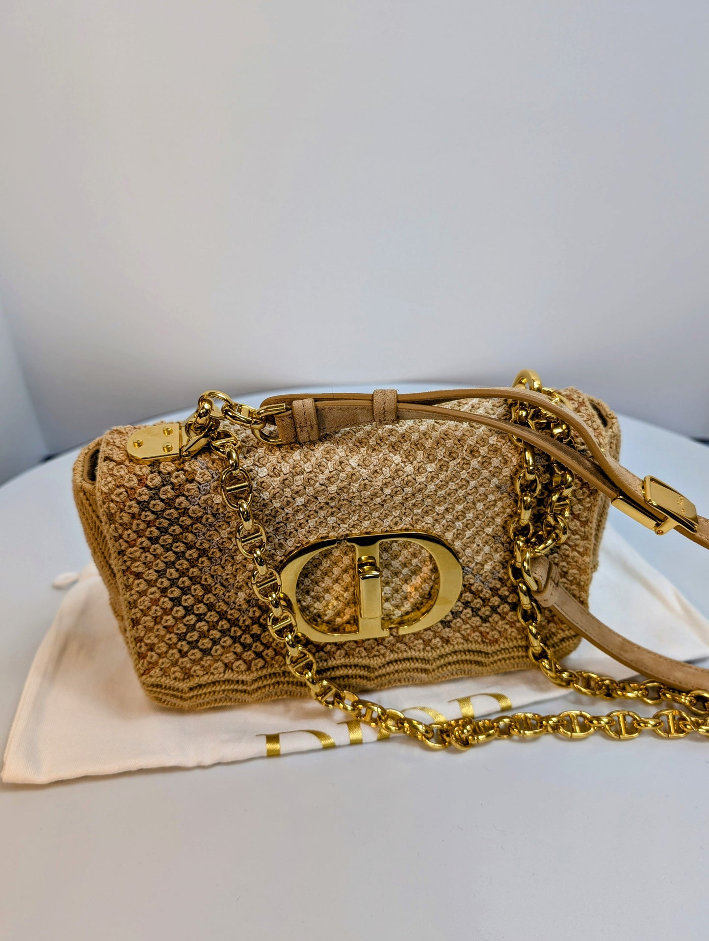 Dior Multicolor Caro Crossbody Woven Raffia Bag
