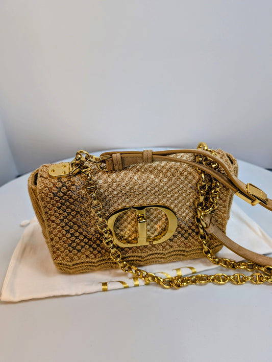 Dior Multicolor Caro Crossbody Woven Raffia Bag