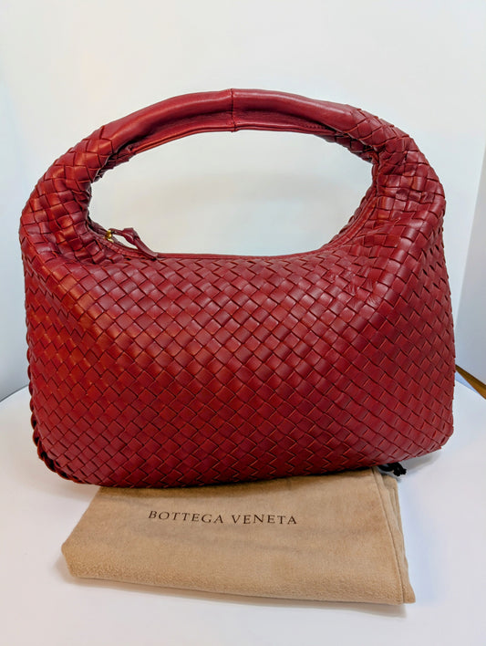 Bottega Veneta Red Napa Leather Hobo Campana Bag