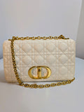 Christian Dior Cream Caro Bag Cannage Quilt Calfskin Medium