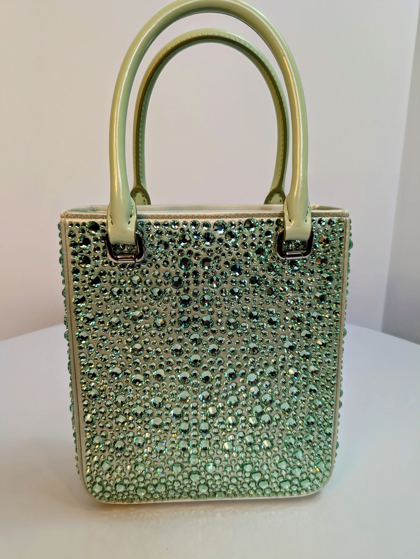 Prada Light Green/Aqua Crystal Embellished Double-Handle Crossbody