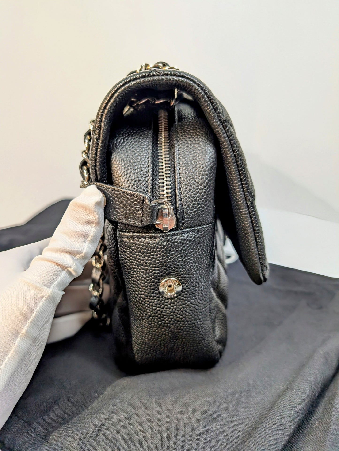 Chanel Black Caviar Jumbo Easy Flap Bag