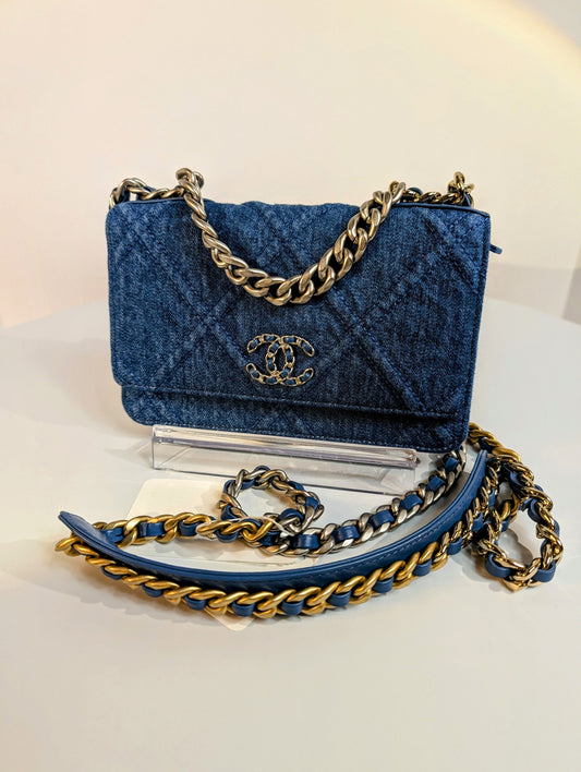 Chanel Cruise Line Edition Denim Wallet on Chain (WOC)