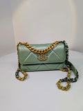 Chanel 19 Mint Quilted Lambskin Wallet On Chain (WOC)
