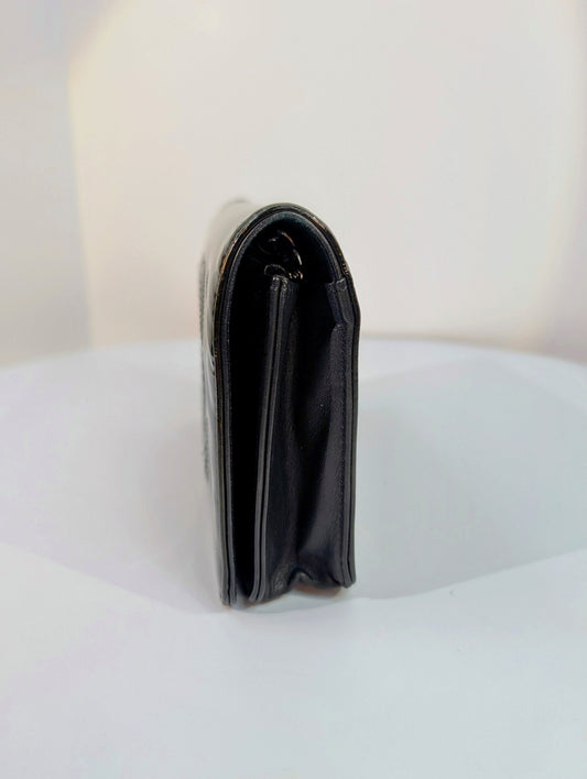 Chanel Black Studded Crystal Patent Leather Wallet on Chain (WOC)