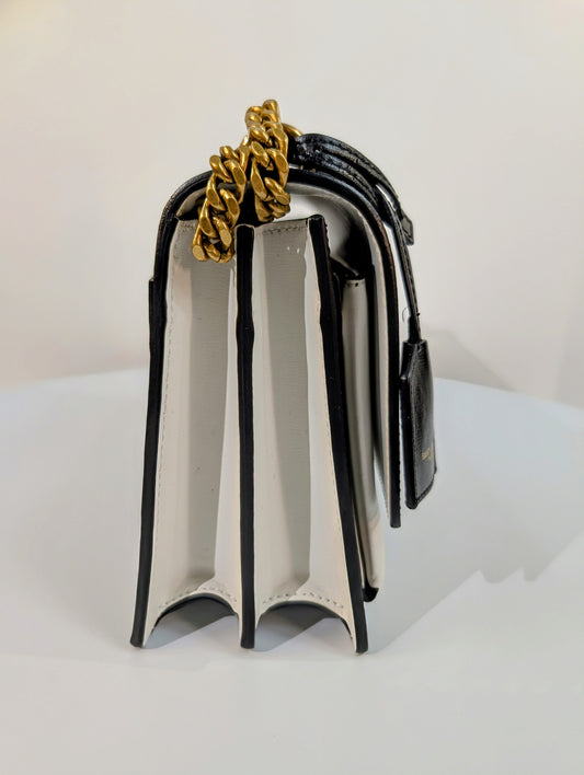 Yves Saint Laurent (YSL) Sunset Black and White Calfskin Shoulder Bag