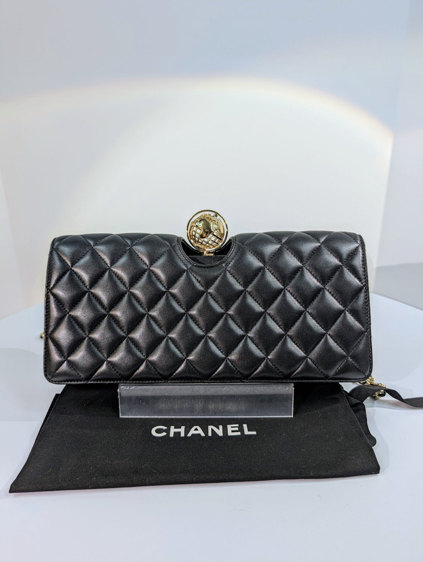 Chanel   Rare "Around The World" Chain Clutch Crossbody Bag