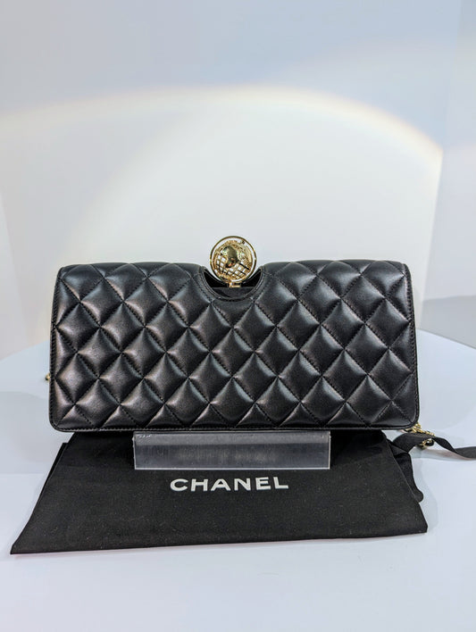 Chanel   Rare "Around The World" Chain Clutch Crossbody Bag
