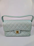 Chanel Light Blue Rare   Jumbo Calfskin Double Turn-lock Bag