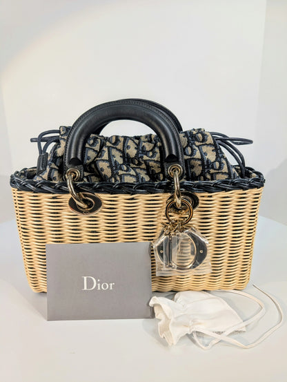 Dior Lady Dior D'joy Medium Wicker Basket Bag