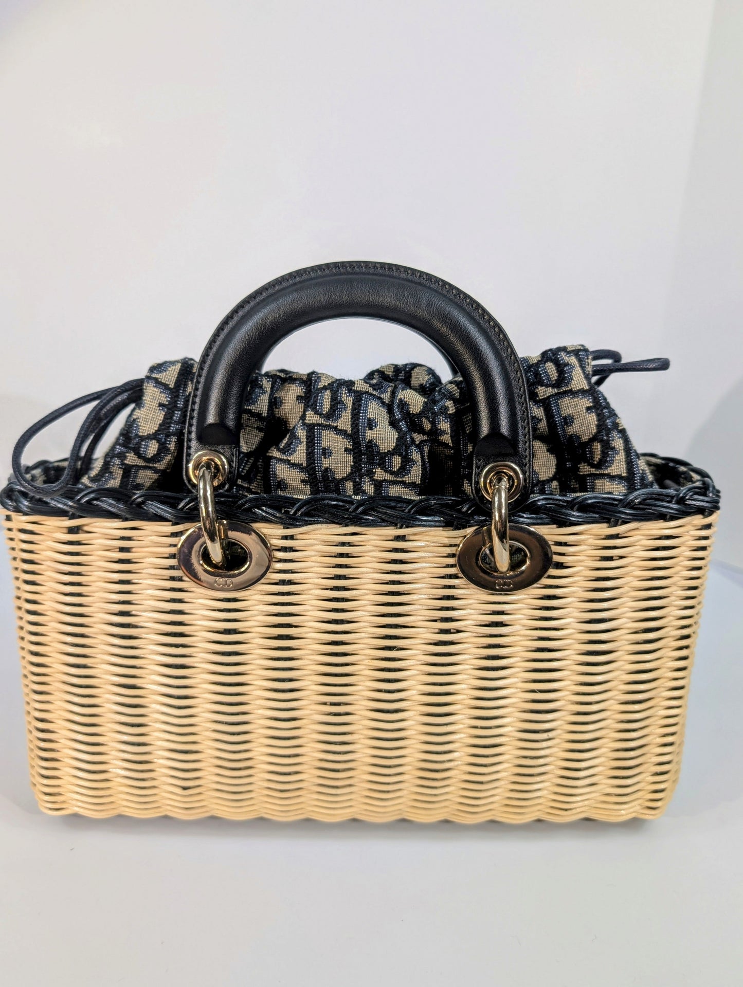 Dior Lady Dior D'joy Medium Wicker Basket Bag