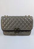 Chanel Classic Grey Navy Jumbo Double Flap Bag