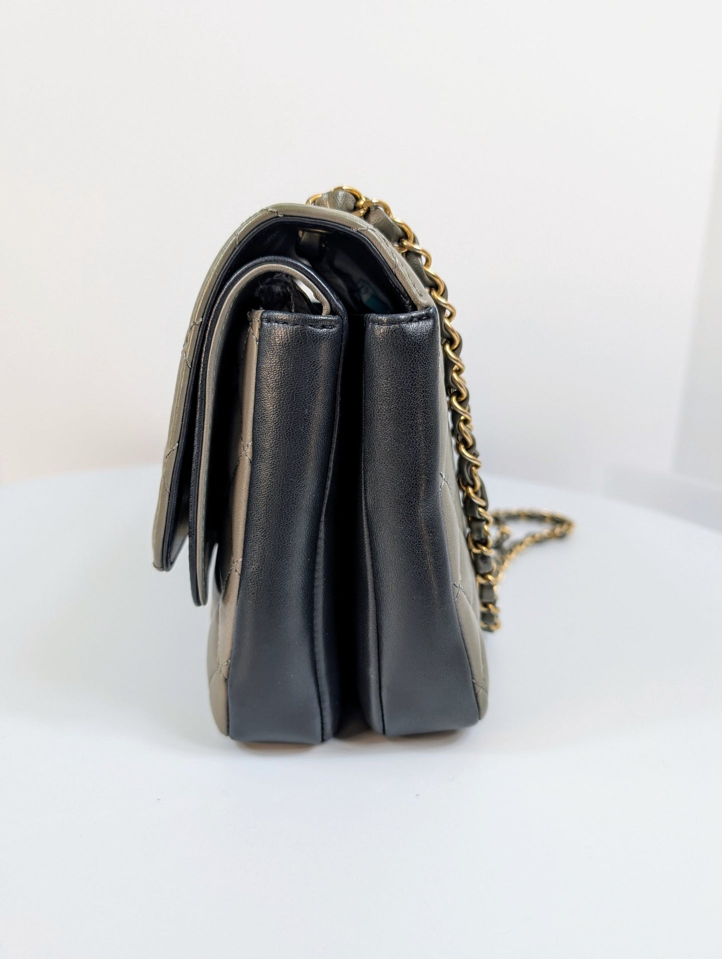 Chanel Classic Grey Navy Jumbo Double Flap Bag