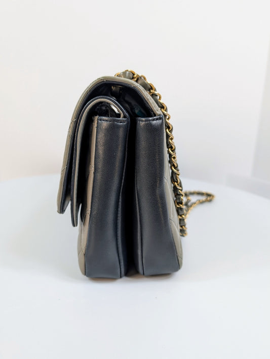 Chanel Classic Grey Navy Jumbo Double Flap Bag