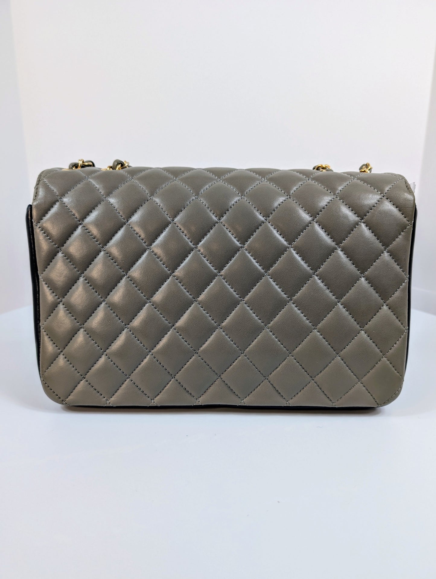 Chanel Classic Grey Navy Jumbo Double Flap Bag
