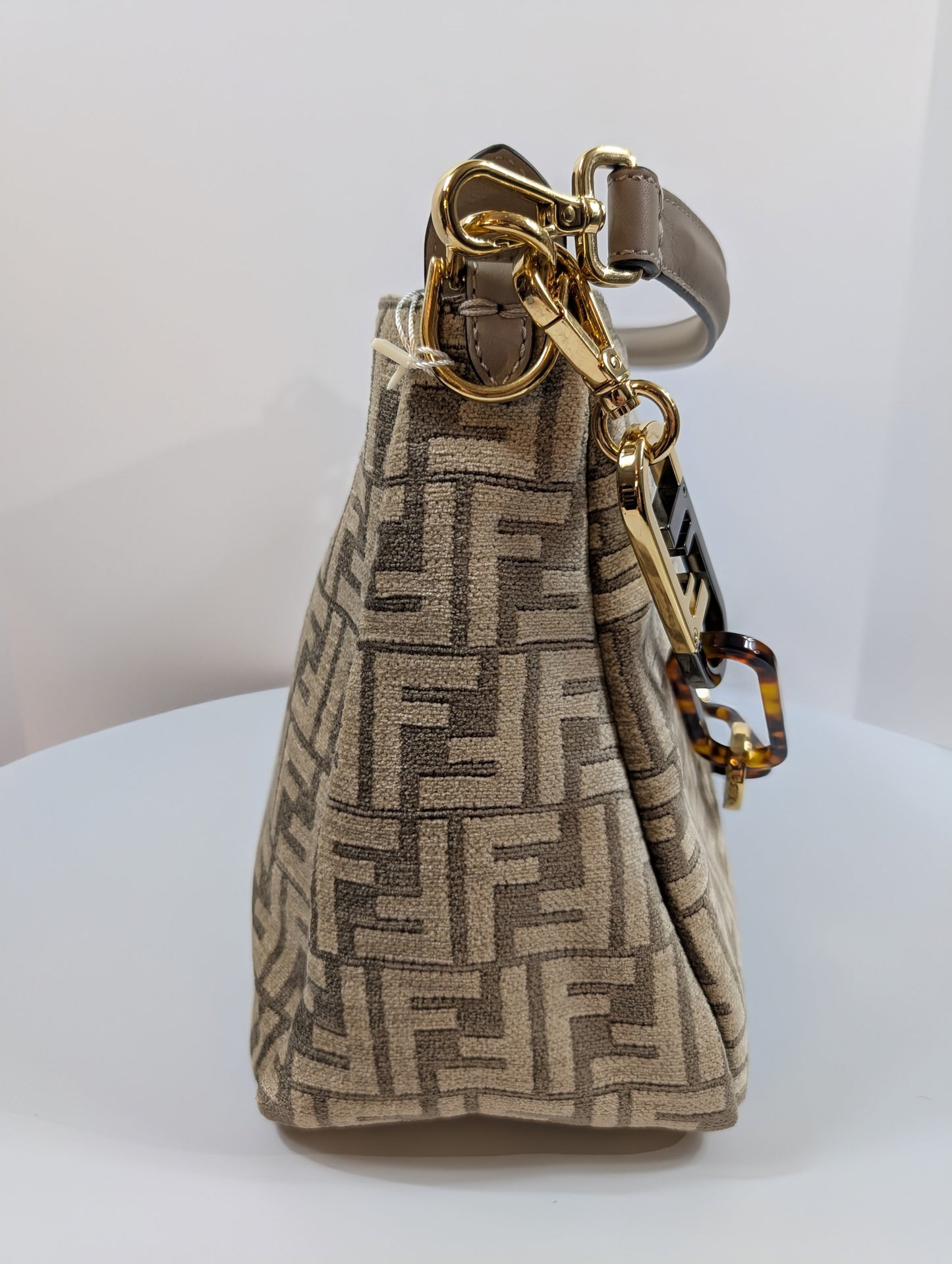 Fendi Brown O’Clock Zip Shoulder Bag Zucca Chenille Bag