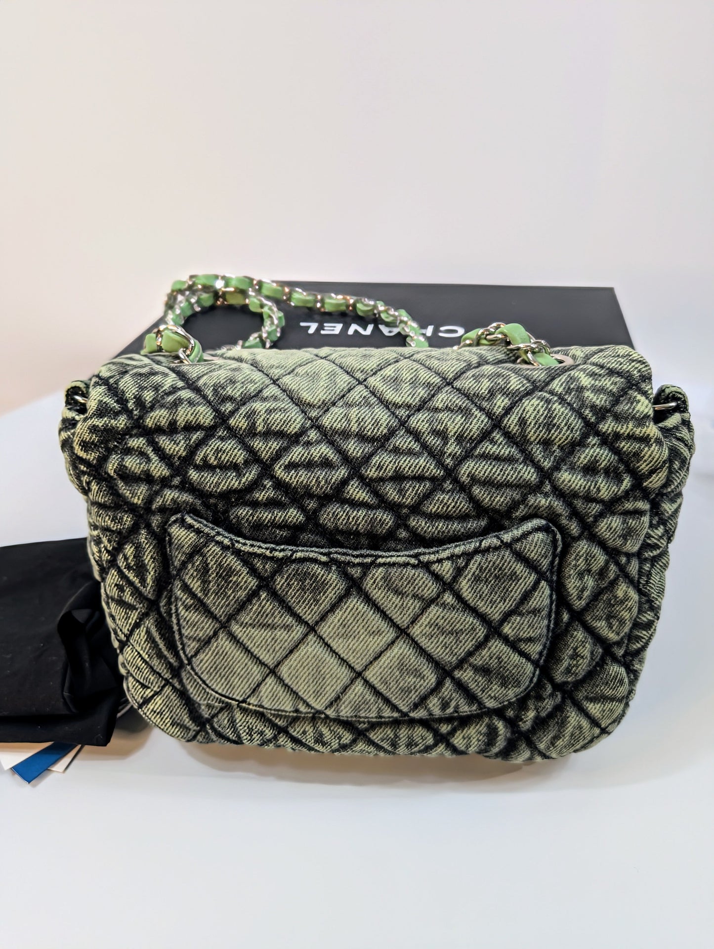 Chanel Mint Green Acid-Washed Denim Small Flap Bag