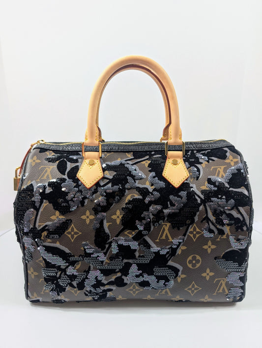 Louis Vuitton Black Monogram Sequin Tisse Speedy 30