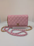 Chanel Pink Wallet on Chain (WOC) Quilted Lambskin with Tonal Chain