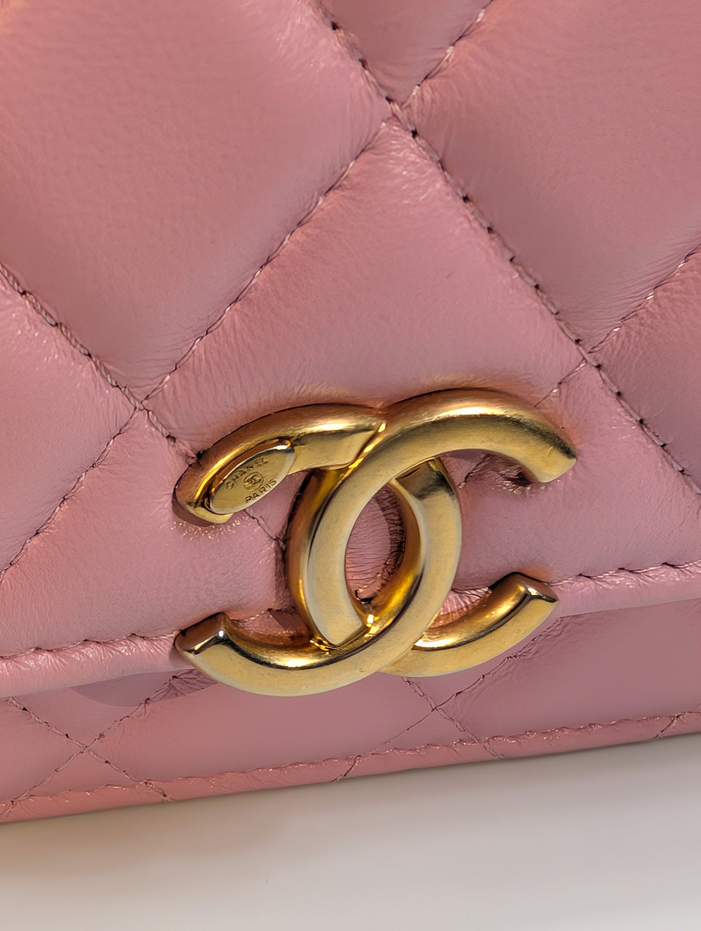 Chanel Pink Wallet on Chain (WOC) Quilted Lambskin with Tonal Chain