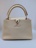 Louis Vuitton Rare Pink and Cream Capucines BB in Grained Taurillon Leather