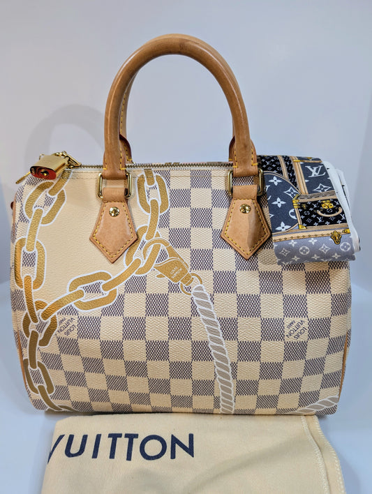 Louis Vuitton Nautical Damier Azur Speedy 25 Bandoulière with Bandeau