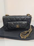 Chanel Black Caviar Leather Extra Mini Rectangular Wallet on Chain