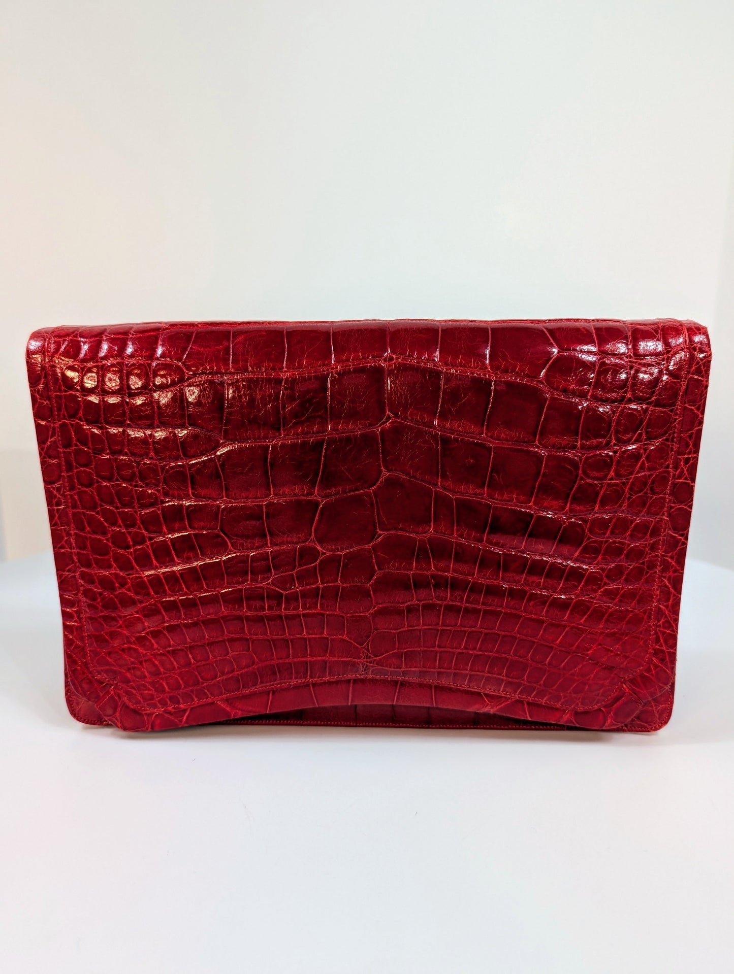 Judith Leiber   Red Alligator Shoulder Bag Clutch