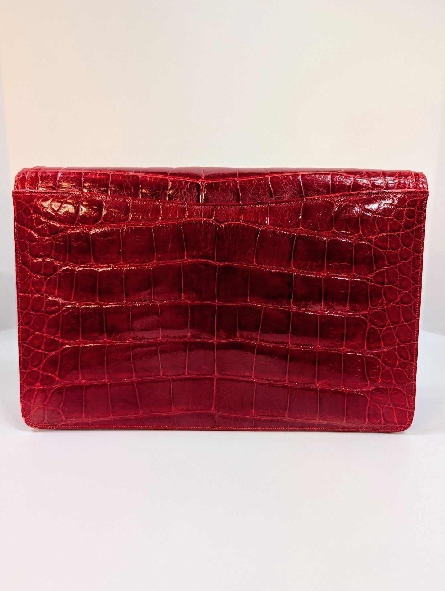 Judith Leiber   Red Alligator Shoulder Bag Clutch