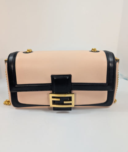 Fendi Bicolor Light Pink and Black Baguette Bag