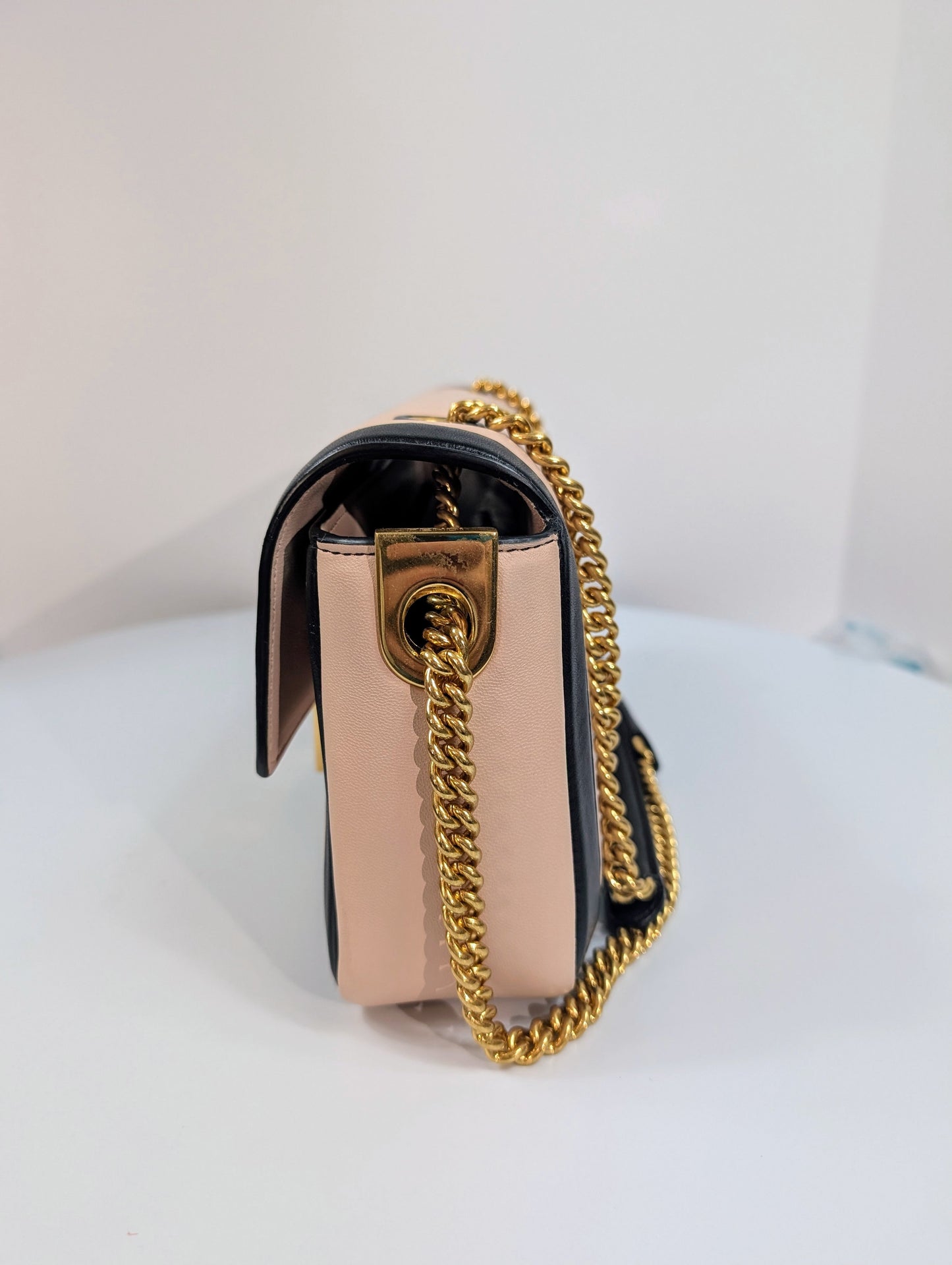 Fendi Bicolor Light Pink and Black Baguette Bag