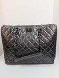 Chanel Reissue 2.55 Dark Grey Anthracite Shopping Tote in Aged Calfskin