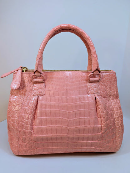 Nancy Gonzales Pink Crocodile Top Handle Bag