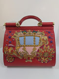 Dolce & Gabbana Red Sicily Bag with Carriage Embellishment