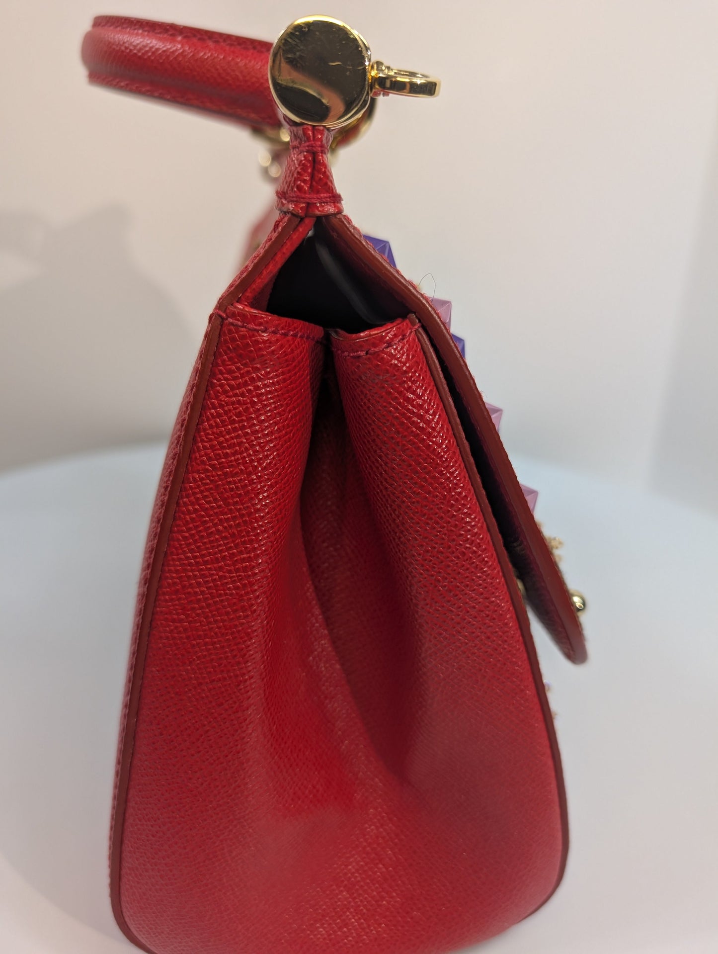 Dolce & Gabbana Red Sicily Bag with Carriage Embellishment