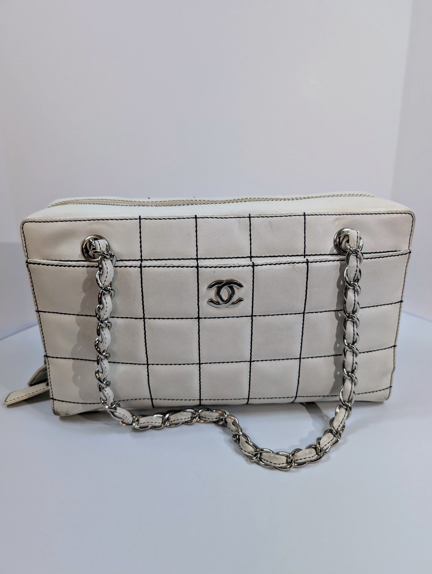 Chanel   White Chocolate Bar/Camera Shoulder Bag