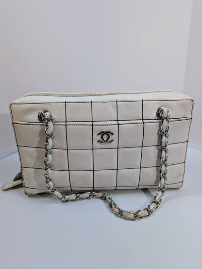 Chanel   White Chocolate Bar/Camera Shoulder Bag