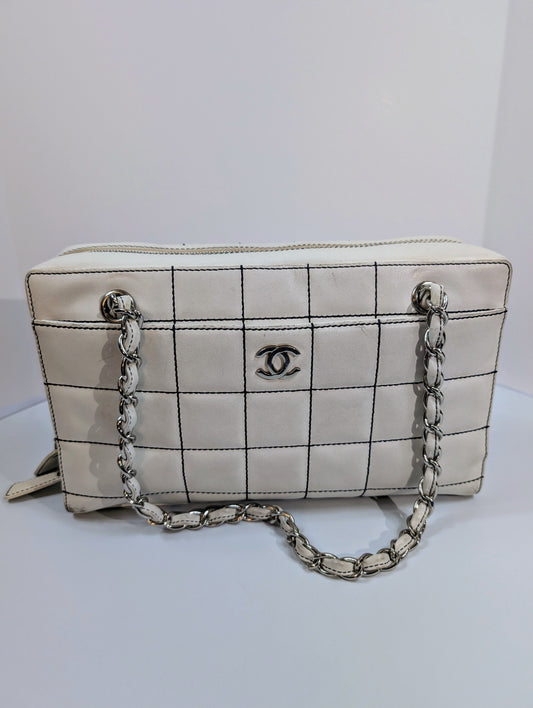 Chanel   White Chocolate Bar/Camera Shoulder Bag